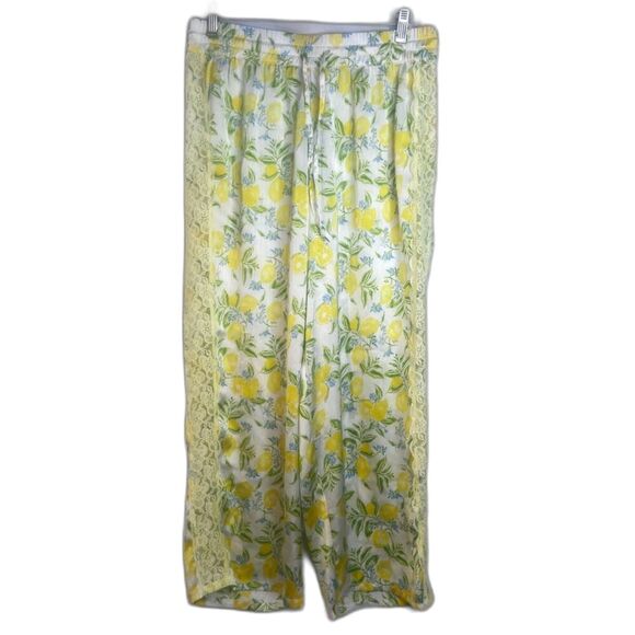 Adore Me Lemon & Lace Sides Pull On Drawstring Waist Pajama Sleep Pant Sz MD - Picture 1 of 12